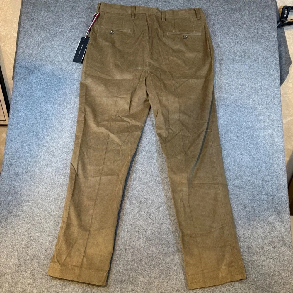 Tommy Hilfiger Mens Khaki Corduroy Pants Straight Leg Cotton Trousers 33W x 30L
